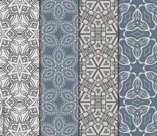 set of Seamless texture of floral ornament. Vector illustration. For the interior design, printing, web and textile