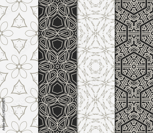 set of decorative floral seamless pattern. vector illustration. for invitation, greeting card, wallpaper, interior design