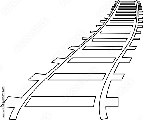 Railway tracks and switches or turnouts of the main railway station, Straight and curved railway train track icons. Top view railroad train paths. on transparent background, used for railway lines,