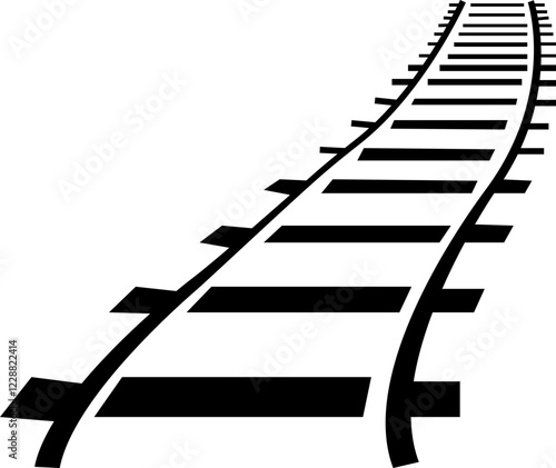 Railway tracks and switches or turnouts of the main railway station, Straight and curved railway train track icons. Top view railroad train paths. on transparent background, used for railway lines,