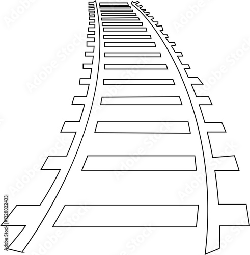 Railway tracks and switches or turnouts of the main railway station, Straight and curved railway train track icons. Top view railroad train paths. on transparent background, used for railway lines,