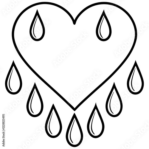 Graceful heart outline crafted with falling raindrops