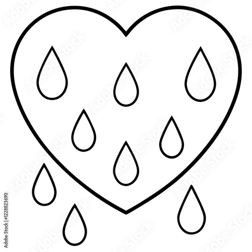 Graceful heart outline crafted with falling raindrops