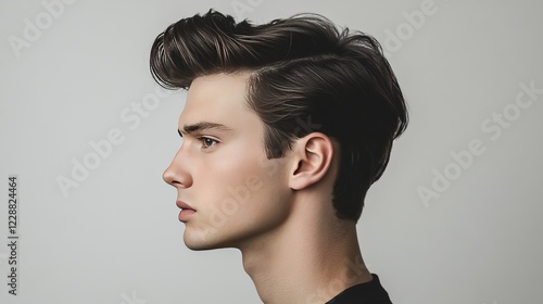 A man with a shaved head and a shaved sideburns