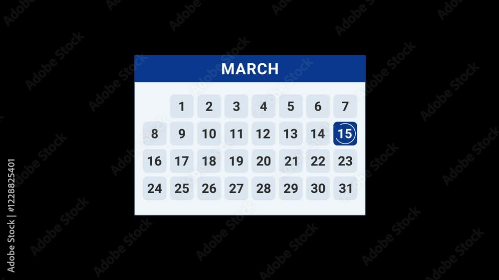 15 March date calendar Animation 15 March date calendar Animation