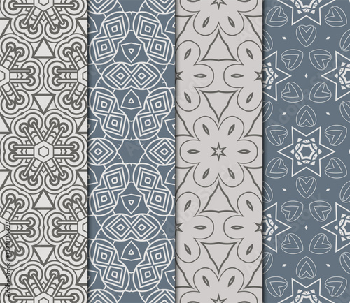 set of Seamless texture of floral ornament. Vector illustration. For the interior design, printing, web and textile