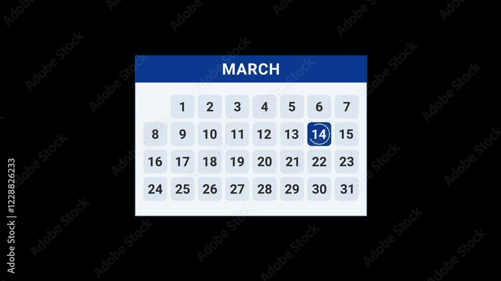 14 March date calendar Animation 14 March date calendar Animation