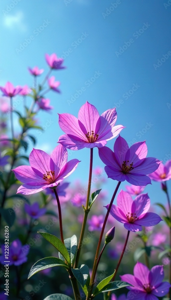 Gomphren blooms in shades of purple against a blue sky, sky, foliage, purple Gomphren blooms in shades of purple against a blue sky, sky, foliage, purple