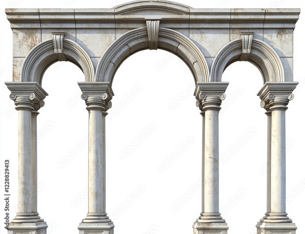 Triple arched classical stone entryway. Triple arched classical stone entryway.