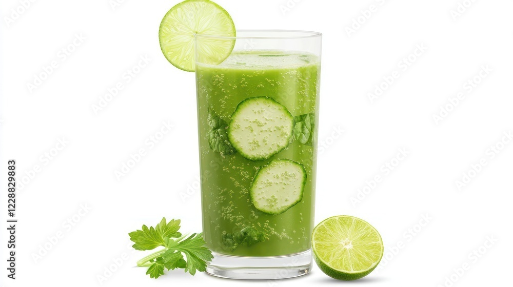 Fototapeta premium Refreshing Green Juice with Lime and Cucumber