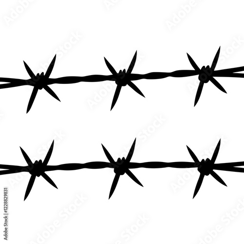  Three straight barb wires vector art illustration