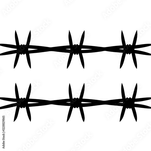  Three straight barb wires vector art illustration