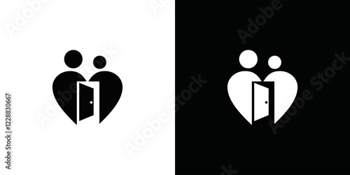 door logo and love two people vector
