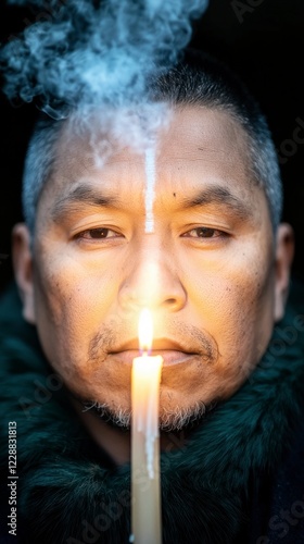 Shamanic Ritual  Candlelight Ceremony  Indigenous Culture  South America photo