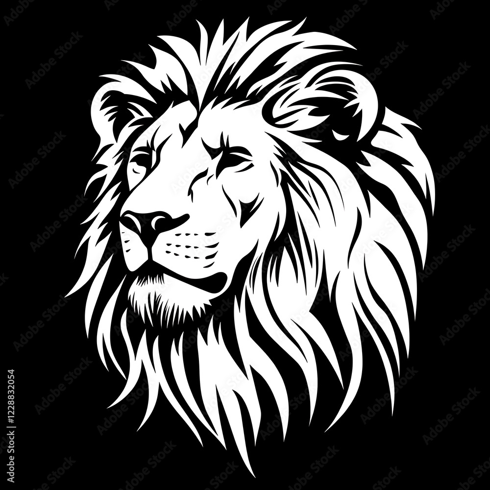 Obraz premium Majestic lion head profile, bold design, graphic art, for prints or posters