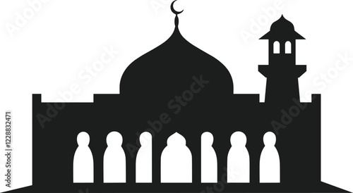 Minimalist Islamic Mosque Silhouette Vector – Elegant Religious Design