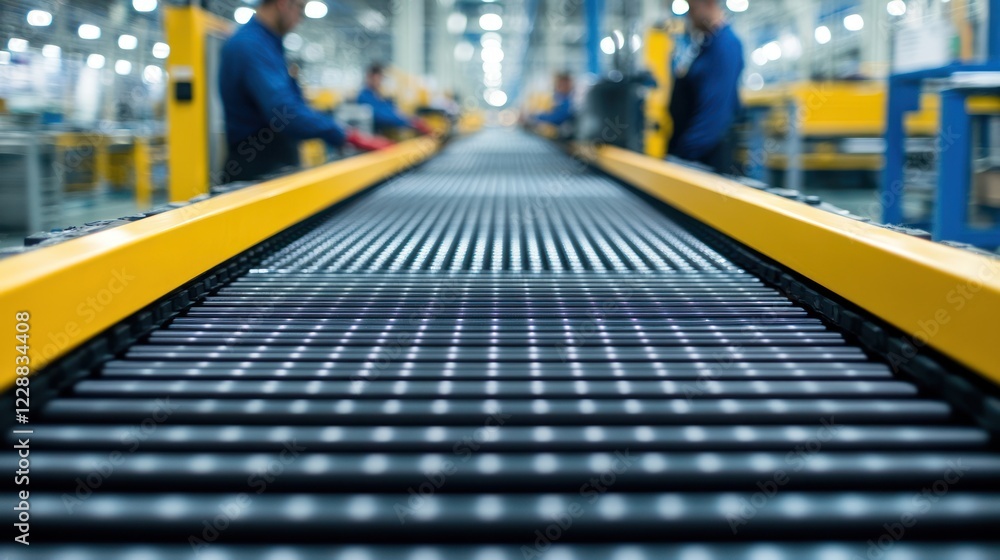 Fototapeta premium Factory conveyor belt with workers.