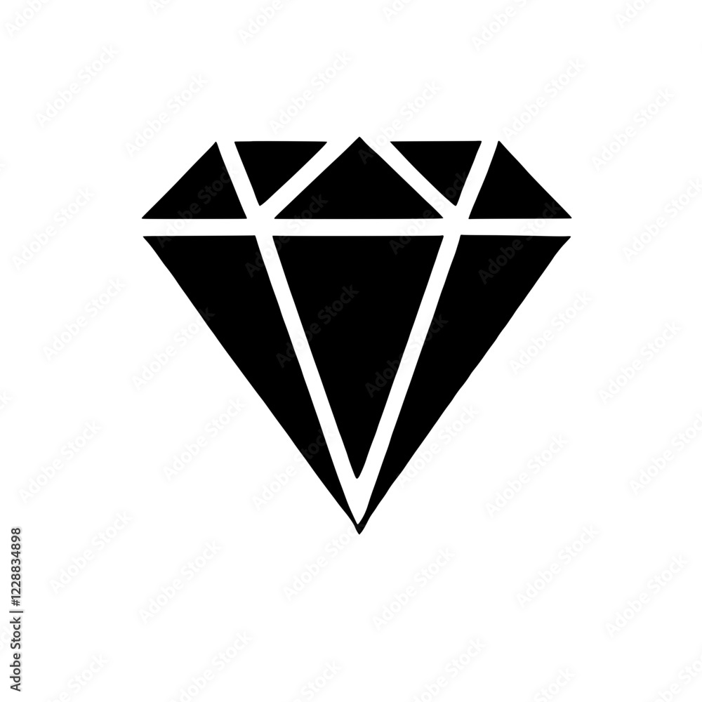 Diamond Icon: A bold and minimalist icon depicting a single diamond in black, representing luxury, value, and elegance. This graphic design element is perfect for use in branding, logos, websites. Diamond Icon: A bold and minimalist icon depicting a single diamond in black, representing luxury, value, and elegance. This graphic design element is perfect for use in branding, logos, websites.