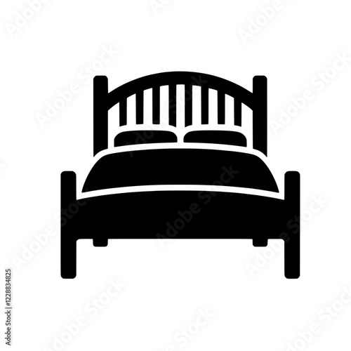 Double Bed Icon: A simple yet elegant illustration of a double bed, perfect for representing rest, relaxation, and sleep in a minimalist style.
