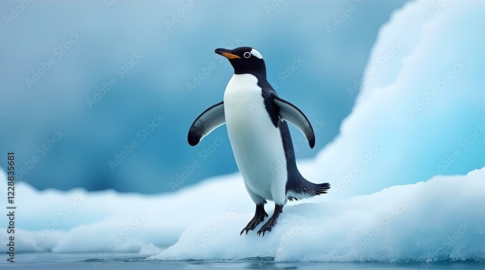 Fototapeta premium Majestic Gentoo Penguin on Iceberg in Antarctica Stunning Wildlife Photography Breathtaking Nature Scene Antarctic Landscape Bird Image