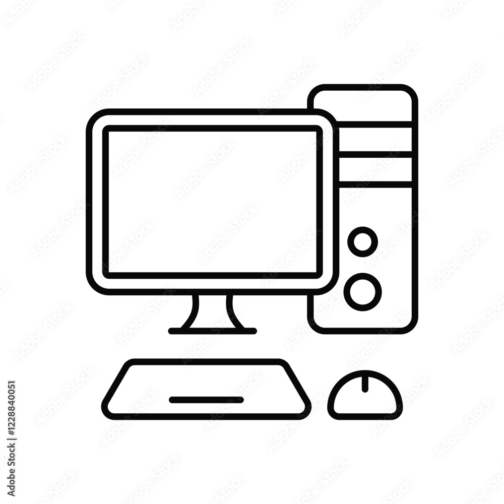 Computer icon isolated on a white background. Vector illustration. Computer icon isolated on a white background. Vector illustration.