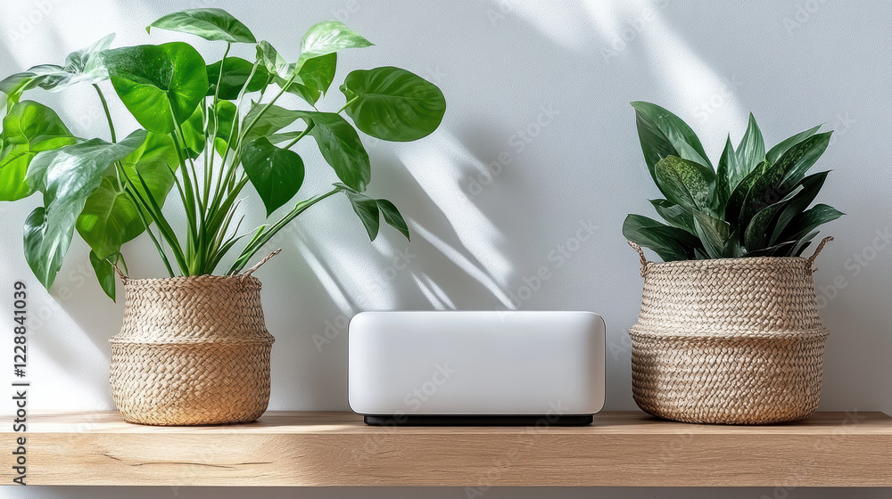 modern entertainment setup featuring soundbar and stylish plants modern entertainment setup featuring soundbar and stylish plants