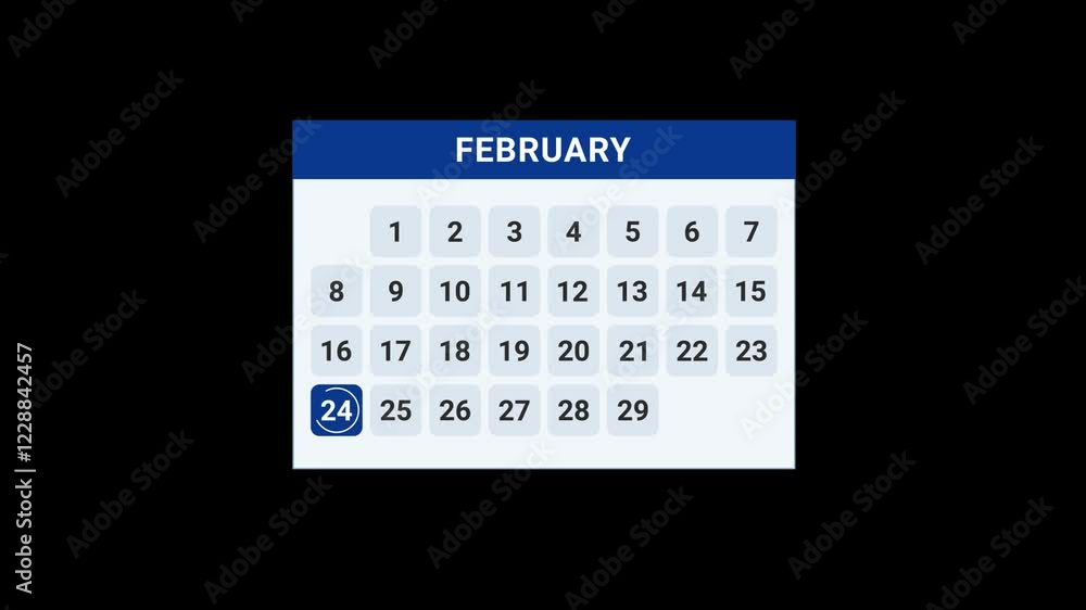 24th February date calendar Animation 24th February date calendar Animation