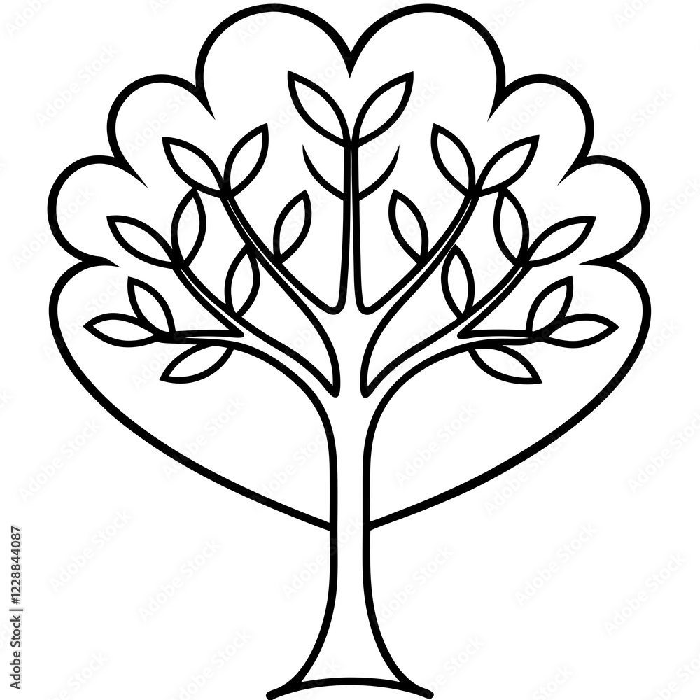 Obraz premium Heart-Shaped Tree Outline in Line Art