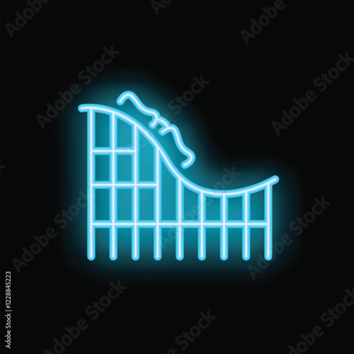 Blue neon rollercoaster representing life's journey with its highs and lows