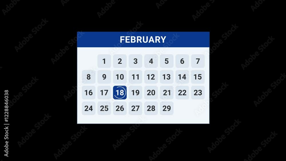 18th February date calendar Animation