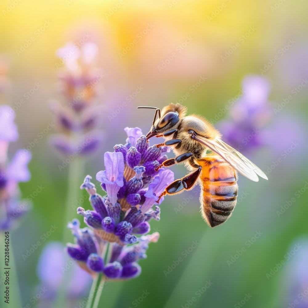 A close-up of a bee pollinating vibrant lavender flowers in soft morning light, highlighting nature's beauty and essential ecosystems. A close-up of a bee pollinating vibrant lavender flowers in soft morning light, highlighting nature's beauty and essential ecosystems.