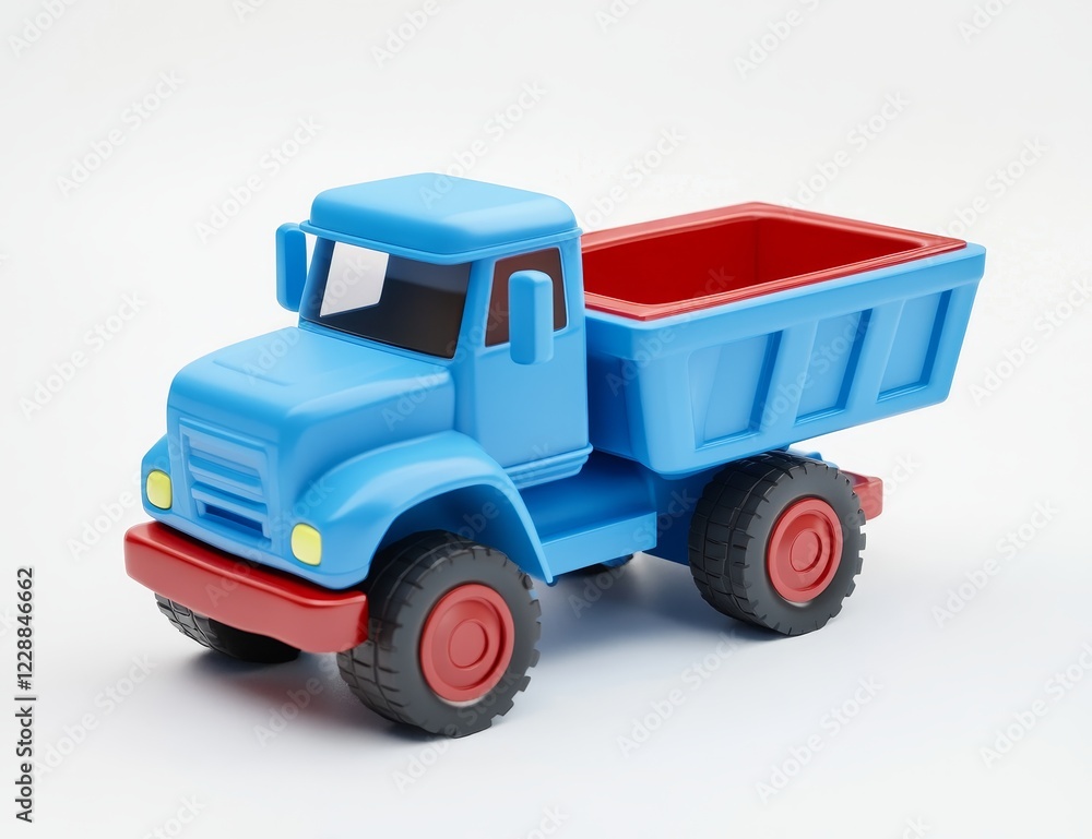 Blue toy dump truck isolated on white background. Blue toy dump truck isolated on white background.