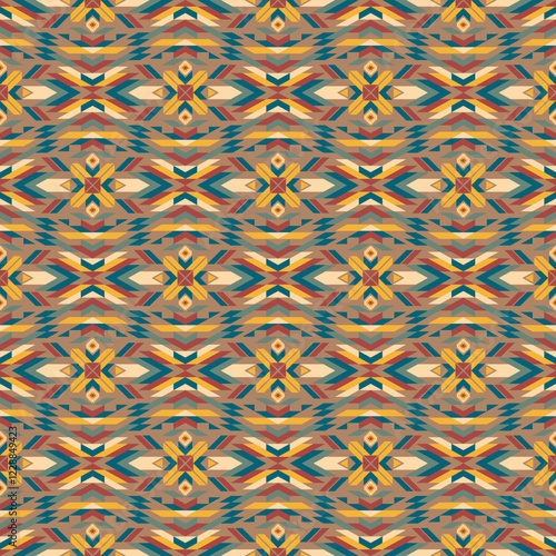 American tribal ethnic native pattern seamless.Traditional Navajo,Aztec,Apache,Southwest and Mexican style fabric pattern.Abstract vector motif pattern.For fabric,clothing,blanket,woven,wrap,decorate.