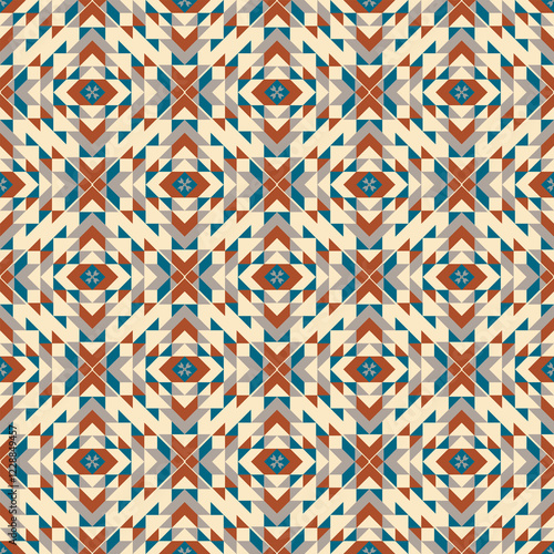 American tribal ethnic native pattern seamless.Traditional Navajo,Aztec,Apache,Southwest and Mexican style fabric pattern.Abstract vector motif pattern.For fabric,clothing,blanket,woven,wrap,decorate.