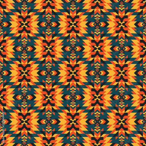 American tribal ethnic native pattern seamless.Traditional Navajo,Aztec,Apache,Southwest and Mexican style fabric pattern.Abstract vector motif pattern.For fabric,clothing,blanket,woven,wrap,decorate.