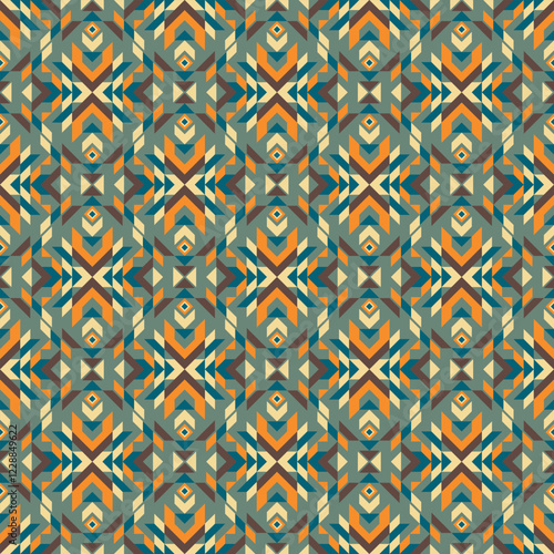 American tribal ethnic native pattern seamless.Traditional Navajo,Aztec,Apache,Southwest and Mexican style fabric pattern.Abstract vector motif pattern.For fabric,clothing,blanket,woven,wrap,decorate.