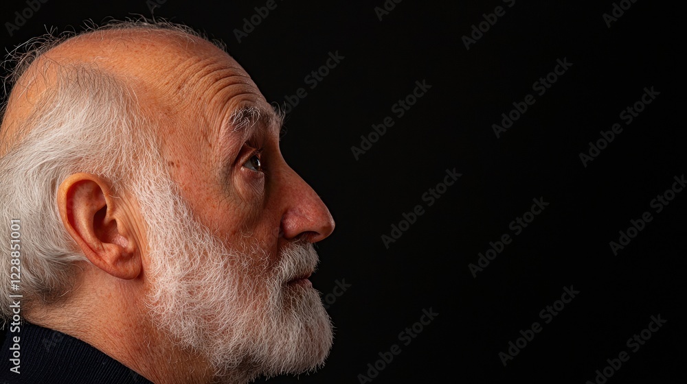 Obraz premium Elderly man with beard portrait studio isolated side view