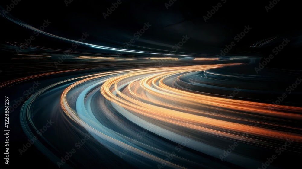 Abstract Night Road Speed Motion Light Trails Curve Highway Asphalt Dynamic Energy Abstract Night Road Speed Motion Light Trails Curve Highway Asphalt Dynamic Energy