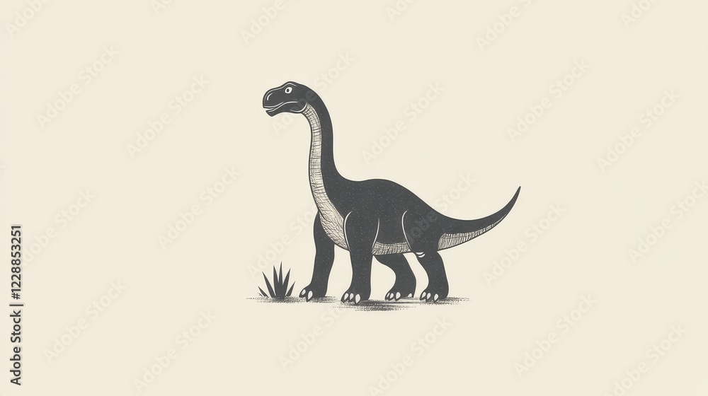 Fototapeta premium Dinosaur silhouette vector art illustration.