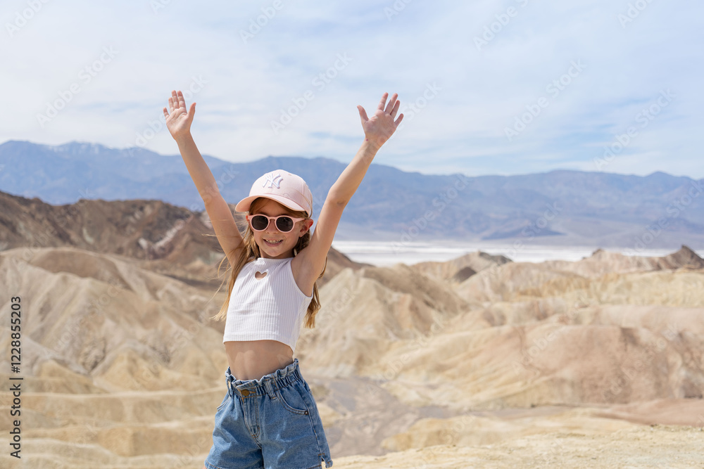 Tourist child in Death Valley National Park, USA. Tourist child in Death Valley National Park, USA.