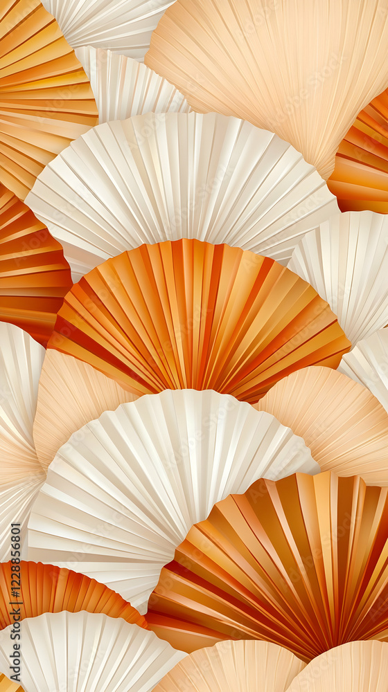 Orange and white paper fans background texture Orange and white paper fans background texture