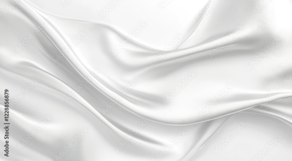 Obraz premium White silk fabric drapes, flowing waves, studio background, elegant texture