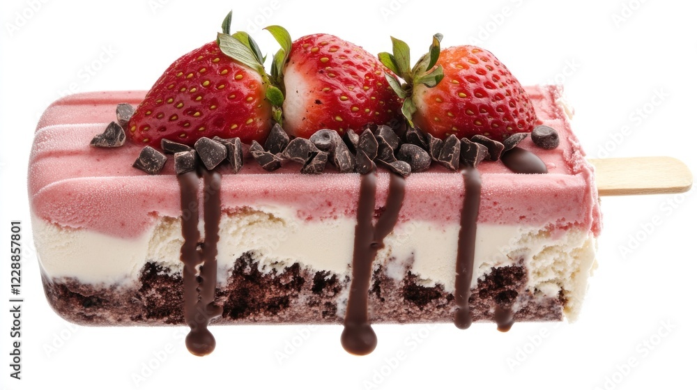 Strawberry Chocolate Ice Cream Bar, Dessert, Summer Treat Strawberry Chocolate Ice Cream Bar, Dessert, Summer Treat