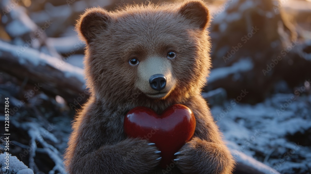 Obraz premium Sweet bear with a heart