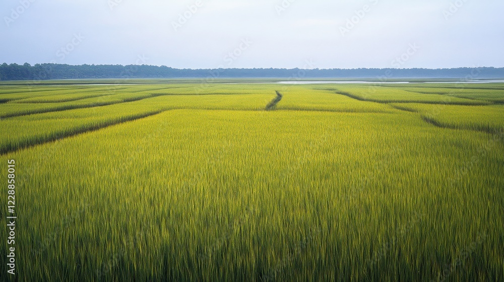 Endless green grass landscape with visible blades and rich texture, illuminated by soft daylight. Endless green grass landscape with visible blades and rich texture, illuminated by soft daylight.