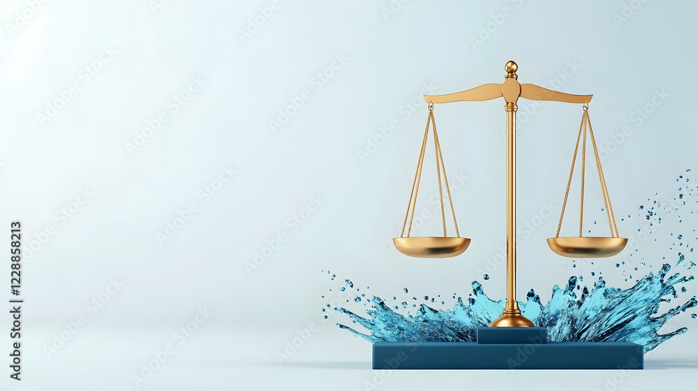 Scales of Justice in Water Splash Scales of Justice in Water Splash