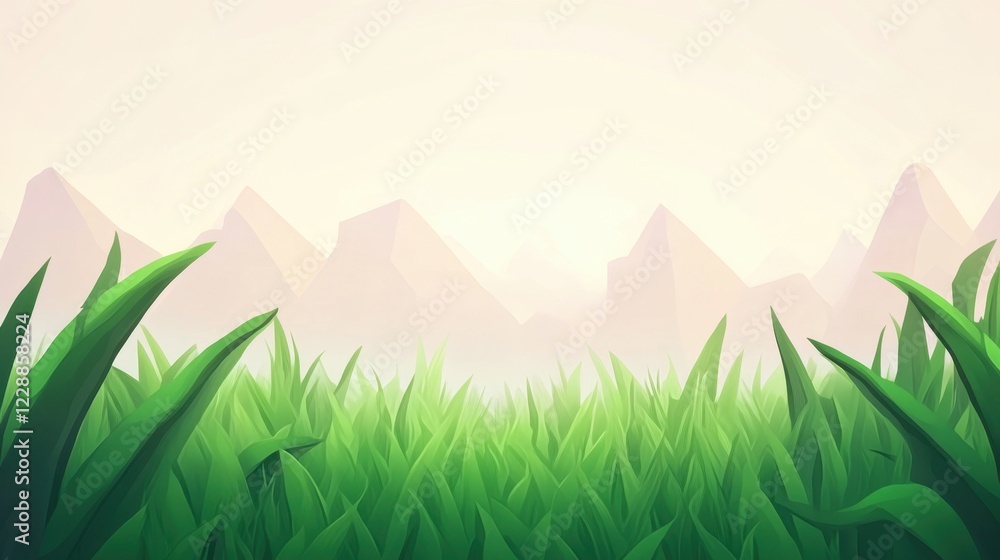 Obraz premium Expansive green lawn with soft light gradients and sharp details, perfect for eco-themed designs.