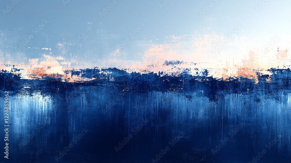 Fototapeta premium glitch grainy blue gradient background with digital noise, rough coarse texture and artifacts, minimalistic modern design with blurred blank space for captions