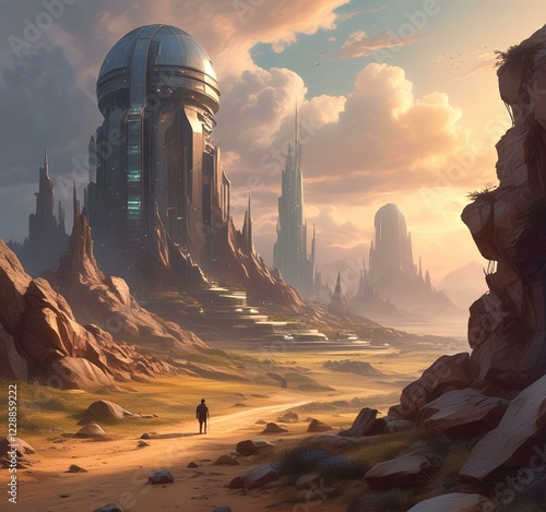 Wallpaper Mural Illustration of fiction planet station in future. Torontodigital.ca