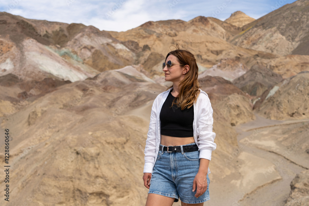 Tourist in Death Valley National Park, USA. Tourist in Death Valley National Park, USA.